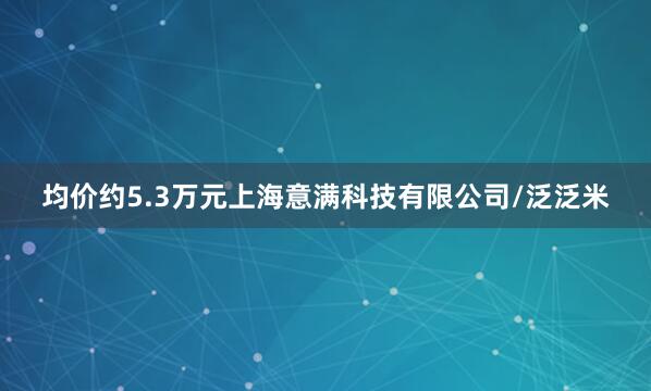均价约5.3万元上海意满科技有限公司/泛泛米